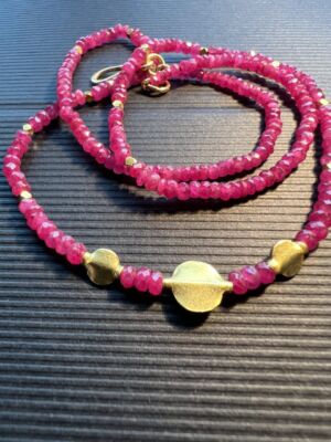 ruby and gold beads